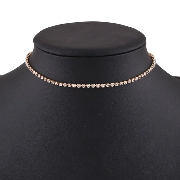 chichigems Jewelry - Sparkly Gold & CZ Diamonds Choker Necklace NEW